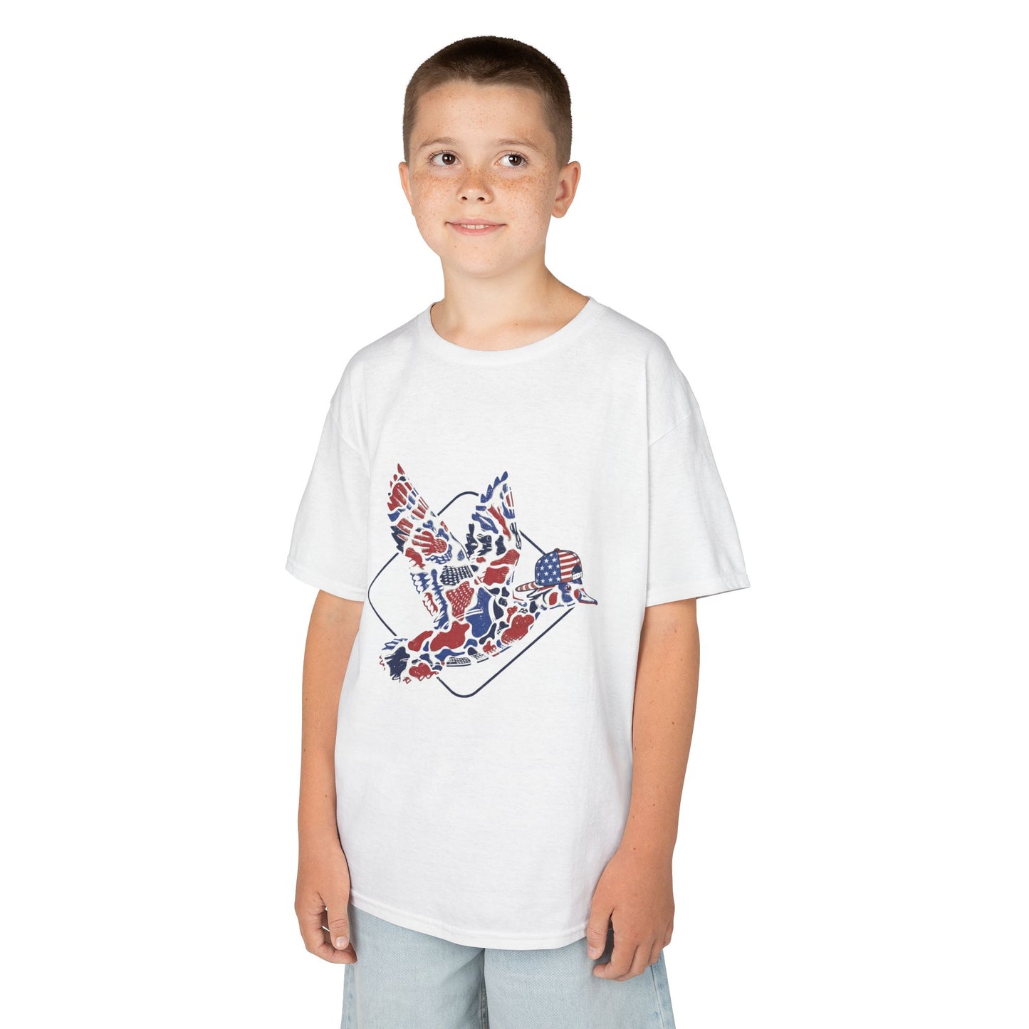 Boy Fourth of July T‑Shirt — Patriotic Bird Graphic (Red, White & Blue)