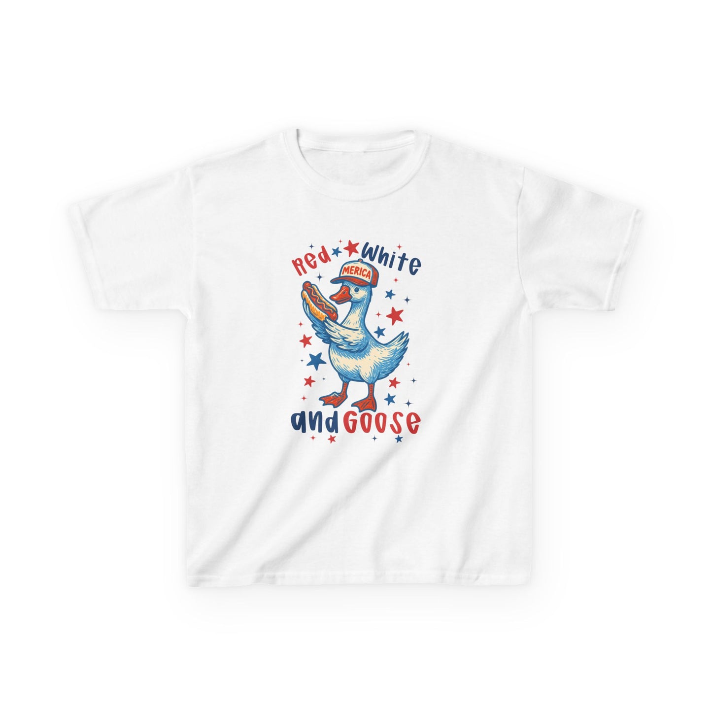 Kids Tee — "Red, White and Goose" Patriotic Fourth of July Goose Graphic