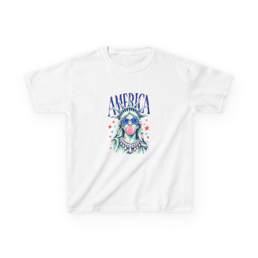 Girl Fouth of July — 'America' Statue of Liberty Bubblegum Patriotic Tee