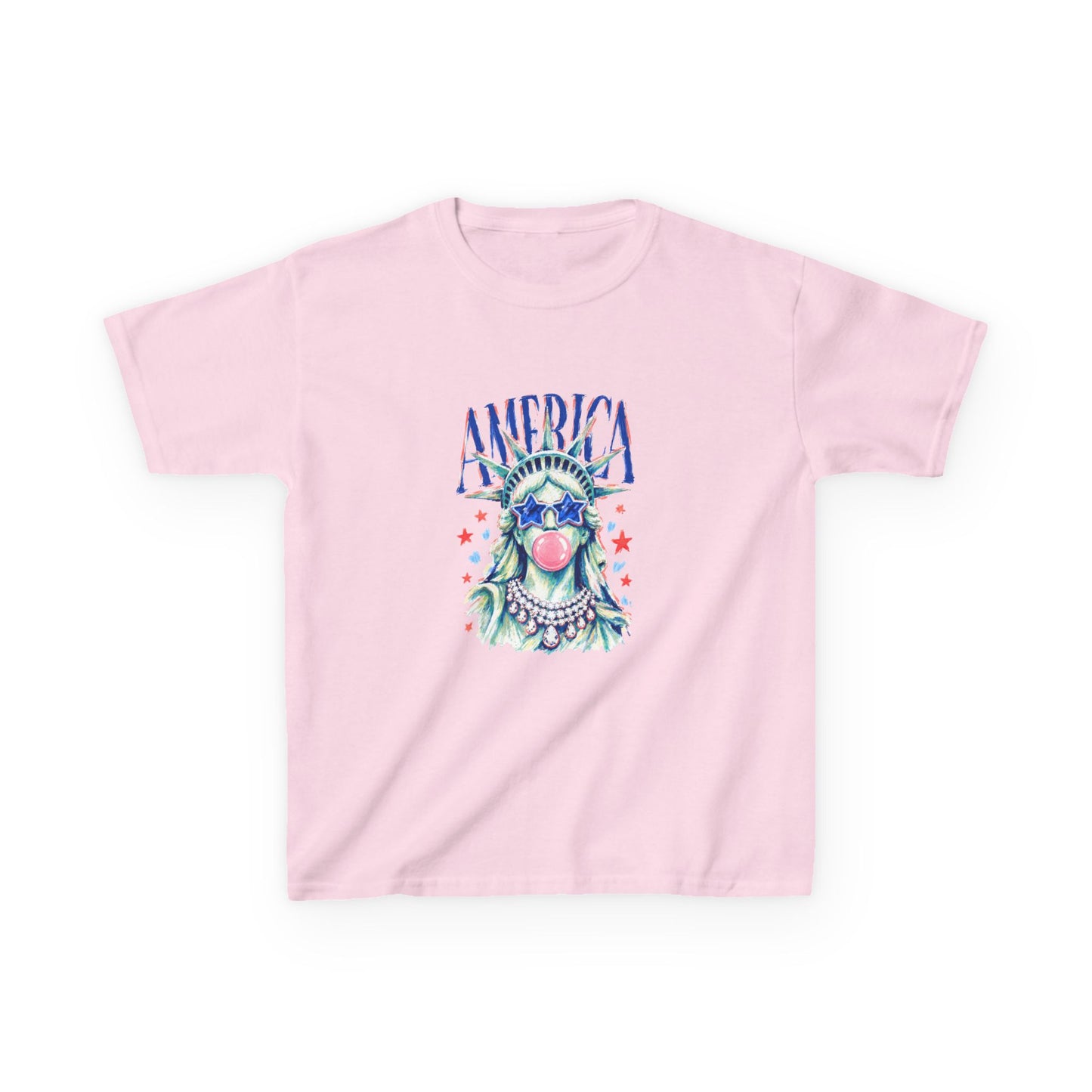 Girl Fouth of July — 'America' Statue of Liberty Bubblegum Patriotic Tee