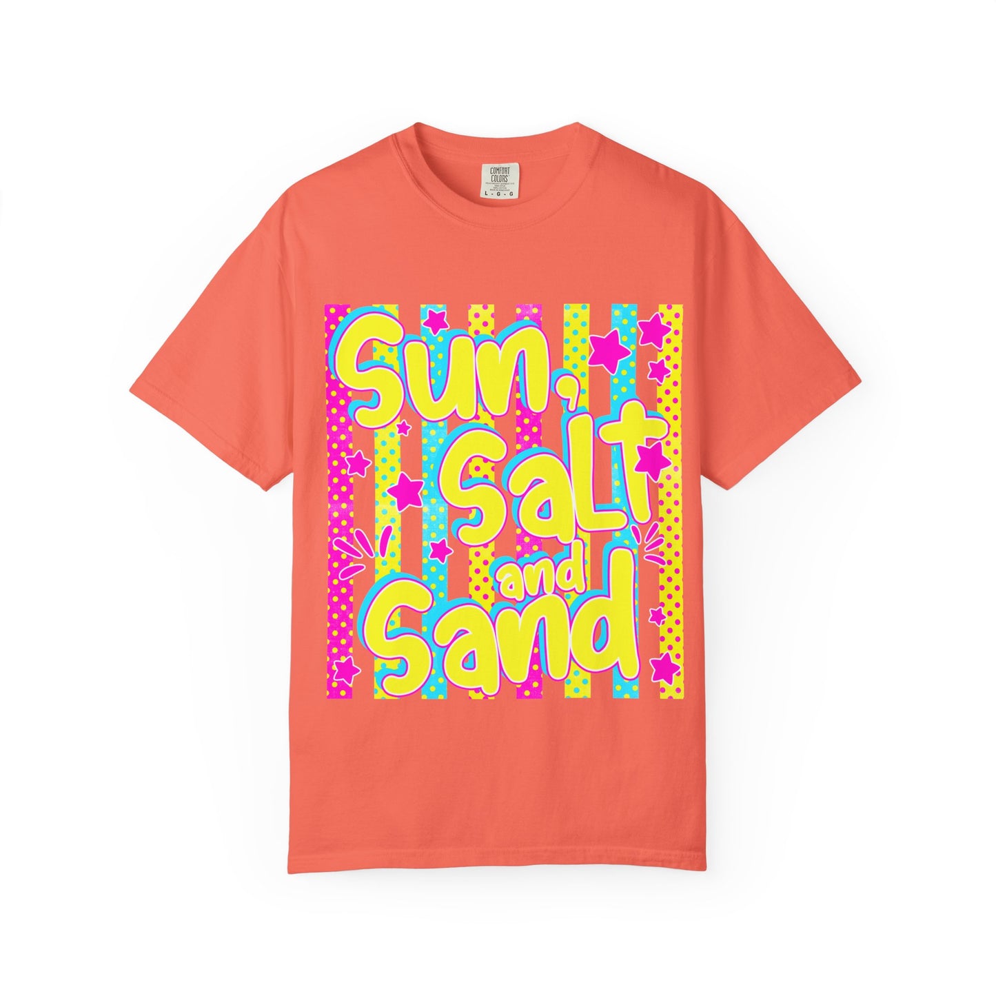 Sun, Salt and Sand Beach T-Shirt — Retro Neon Summer Tee