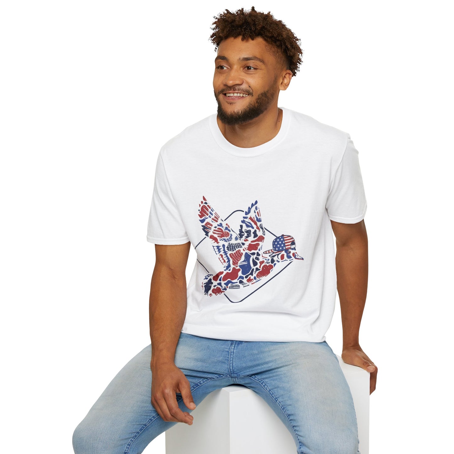Men Patriotic Camo— American Flag Fourth of July Graphic Tee