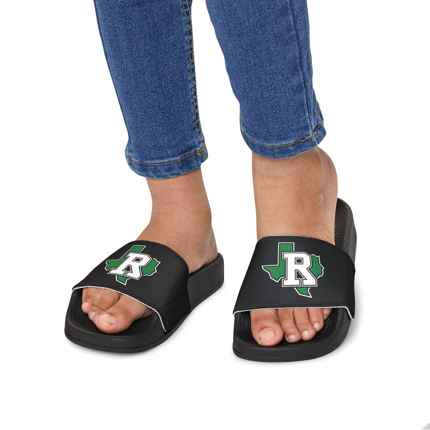 Youth Slide Sandals with Removable Strap — Black Casual Pool & Beach Footwear