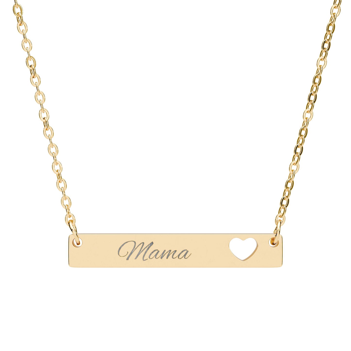 Mama Bar Necklace with Cutout Heart