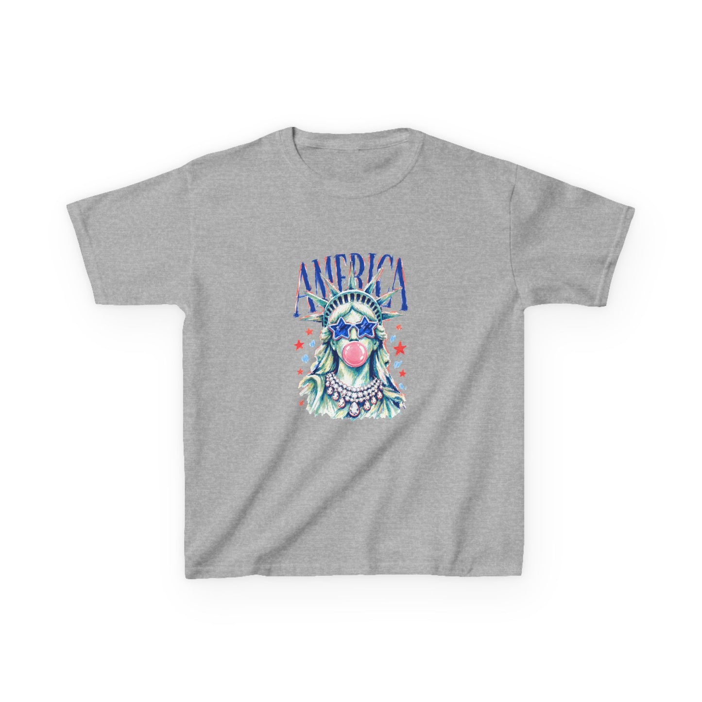 Girl Fouth of July — 'America' Statue of Liberty Bubblegum Patriotic Tee