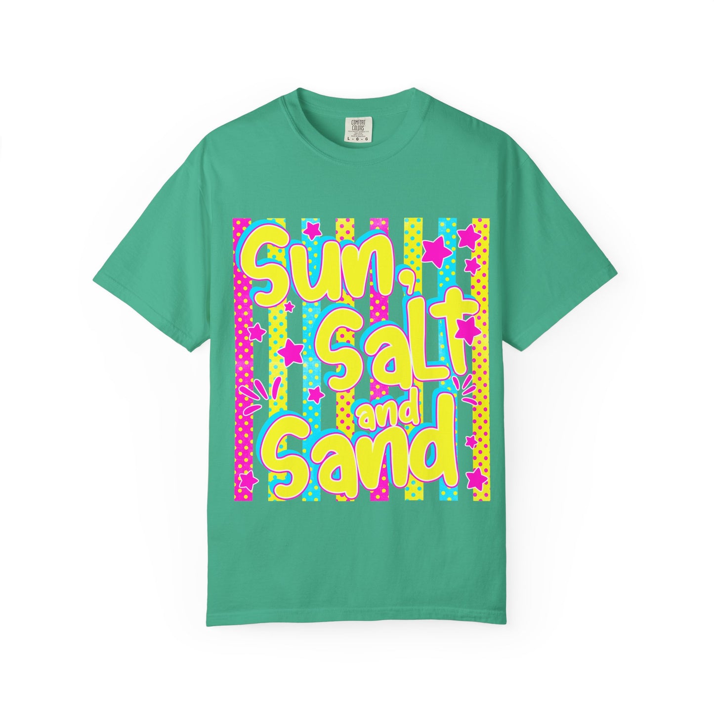 Sun, Salt and Sand Beach T-Shirt — Retro Neon Summer Tee