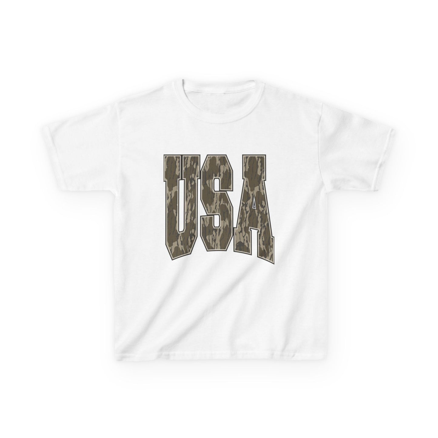 Kids Fourth of July Tee — Distressed Camo "USA" Graphic