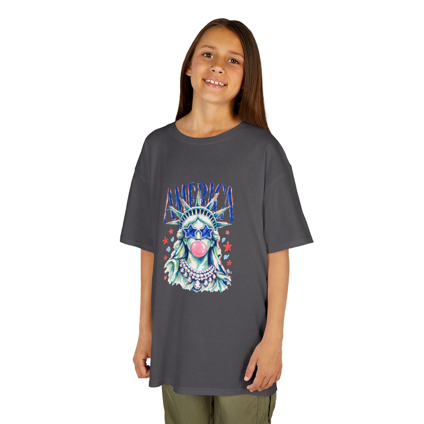 Girl Fouth of July — 'America' Statue of Liberty Bubblegum Patriotic Tee