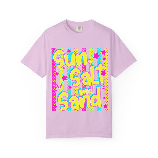 Sun, Salt and Sand Beach T-Shirt — Retro Neon Summer Tee