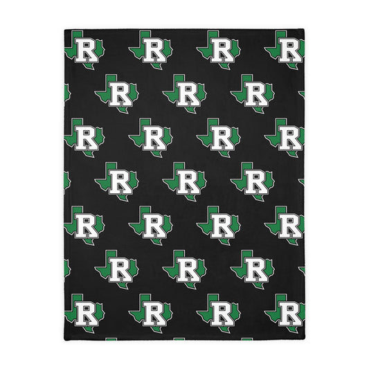 Texas R Pattern Velveteen Microfiber Blanket – Repeating Logo Throw