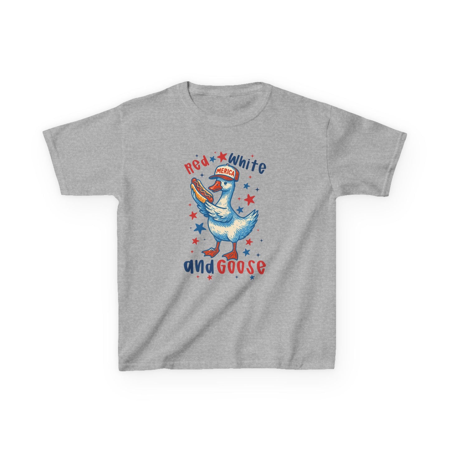 Kids Tee — "Red, White and Goose" Patriotic Fourth of July Goose Graphic