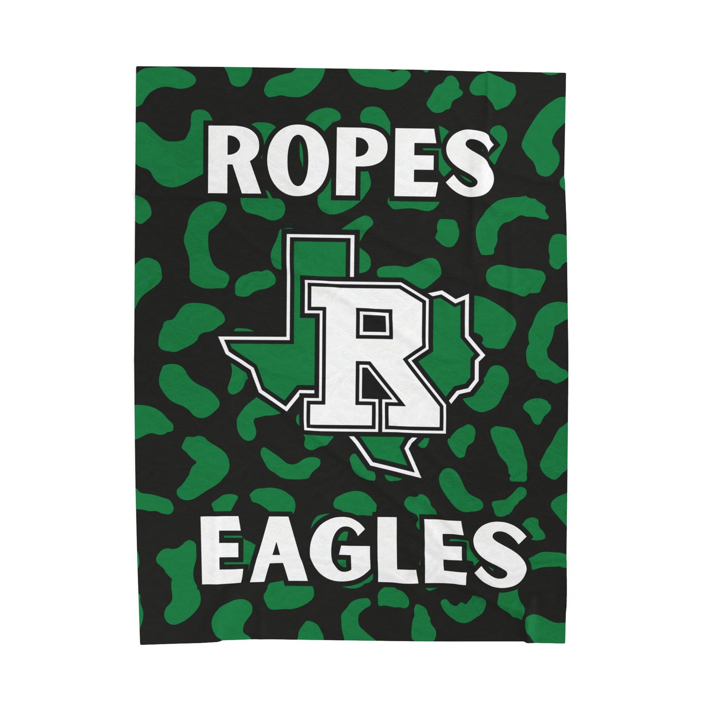 Ropes Eagles Velveteen Plush Blanket — Green Leopard School Spirit Throw