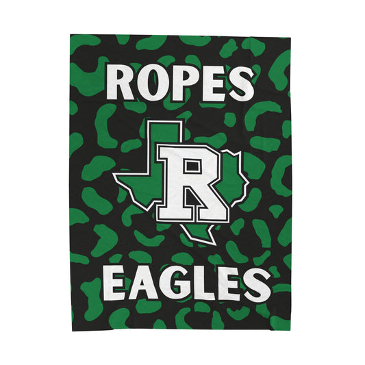 Ropes Eagles Velveteen Plush Blanket — Green Leopard School Spirit Throw