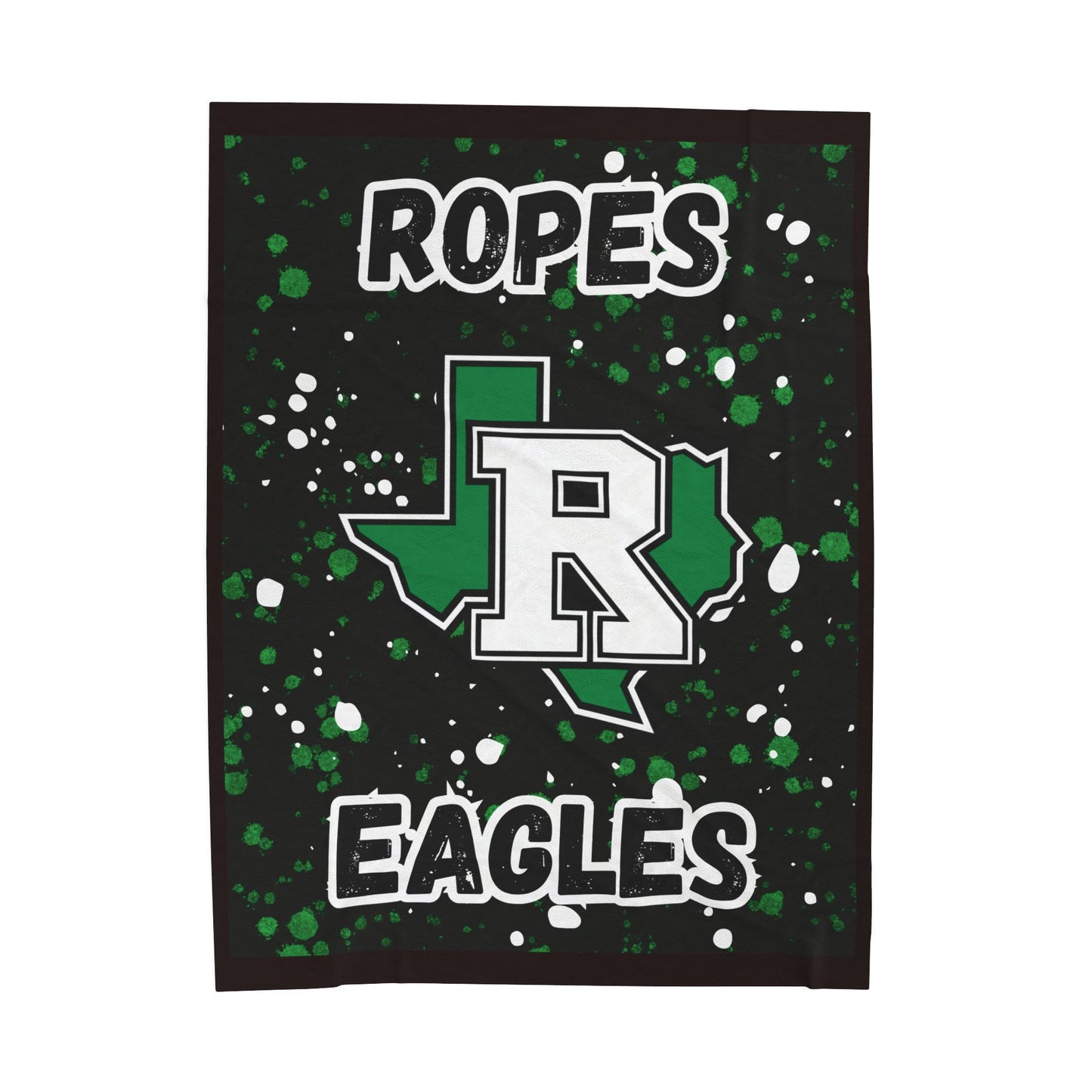 Velveteen Plush Blanket — Ropes Eagles Texas Logo Splatter Fleece Throw