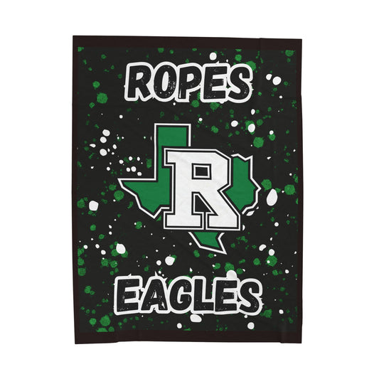 Velveteen Plush Blanket — Ropes Eagles Texas Logo Splatter Fleece Throw