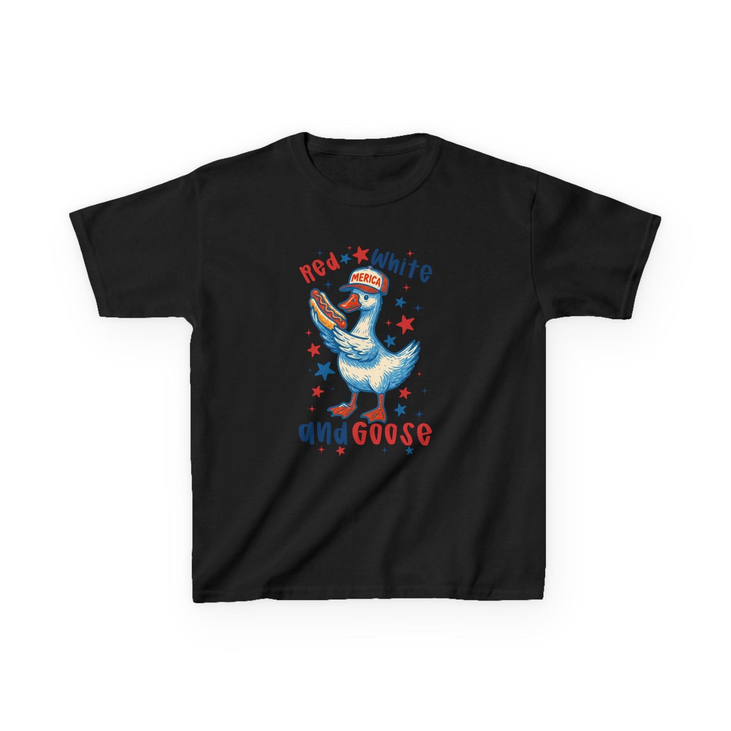 Kids Tee — "Red, White and Goose" Patriotic Fourth of July Goose Graphic