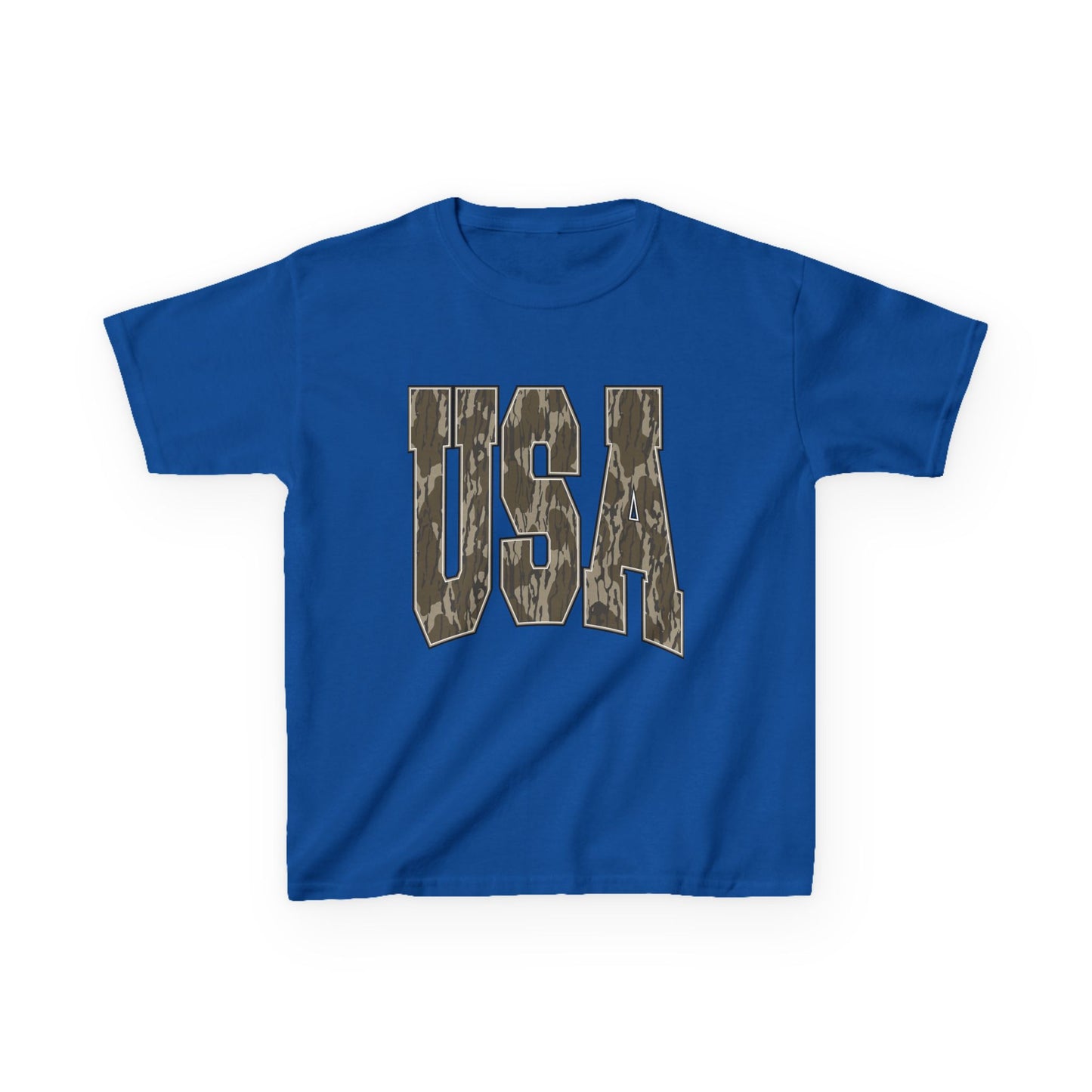 Kids Fourth of July Tee — Distressed Camo "USA" Graphic