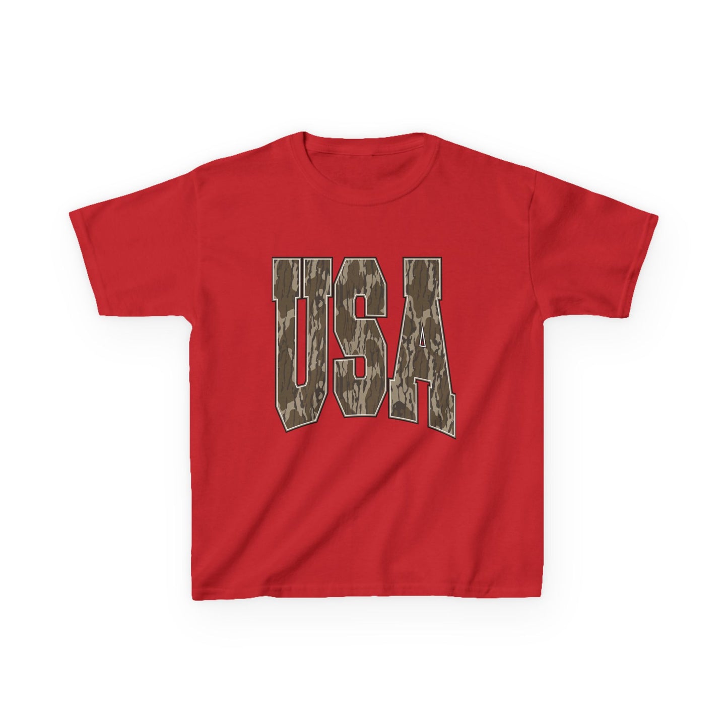 Kids Fourth of July Tee — Distressed Camo "USA" Graphic