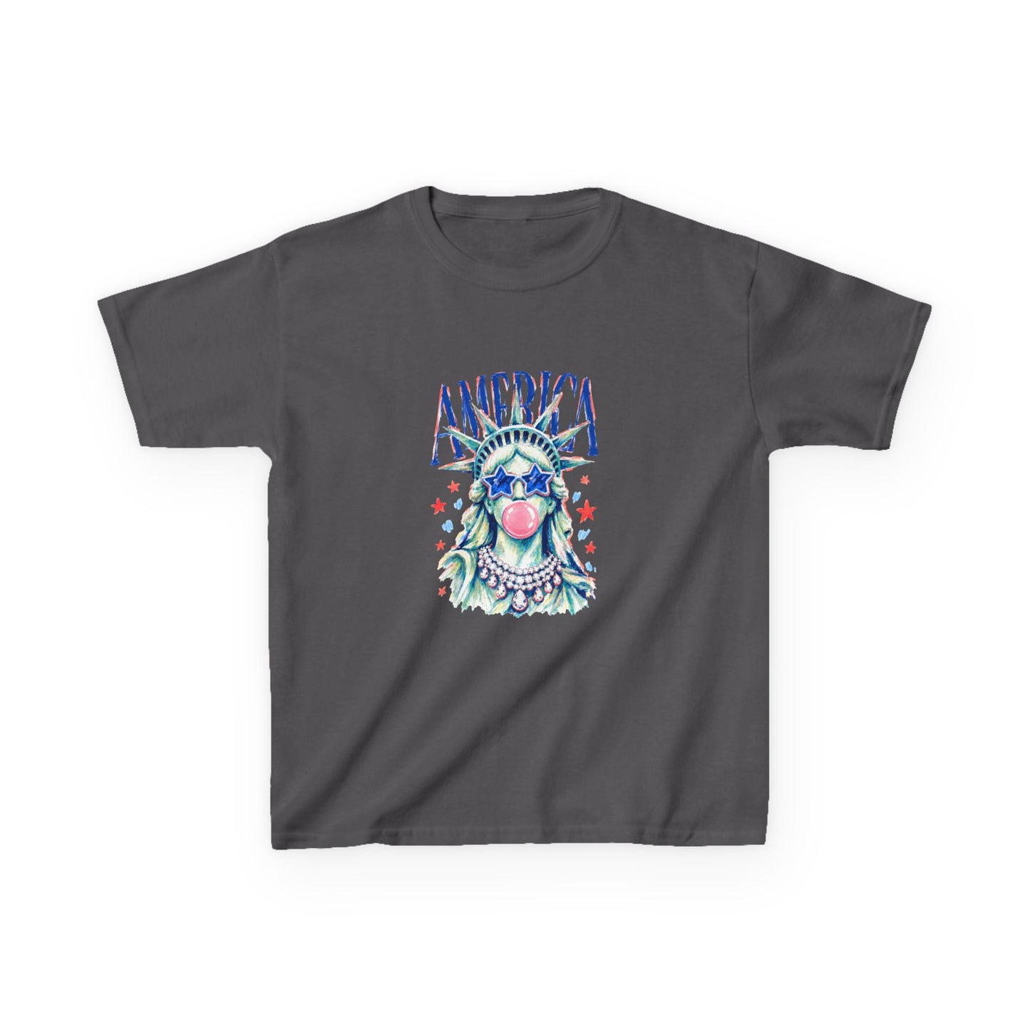 Girl Fouth of July — 'America' Statue of Liberty Bubblegum Patriotic Tee