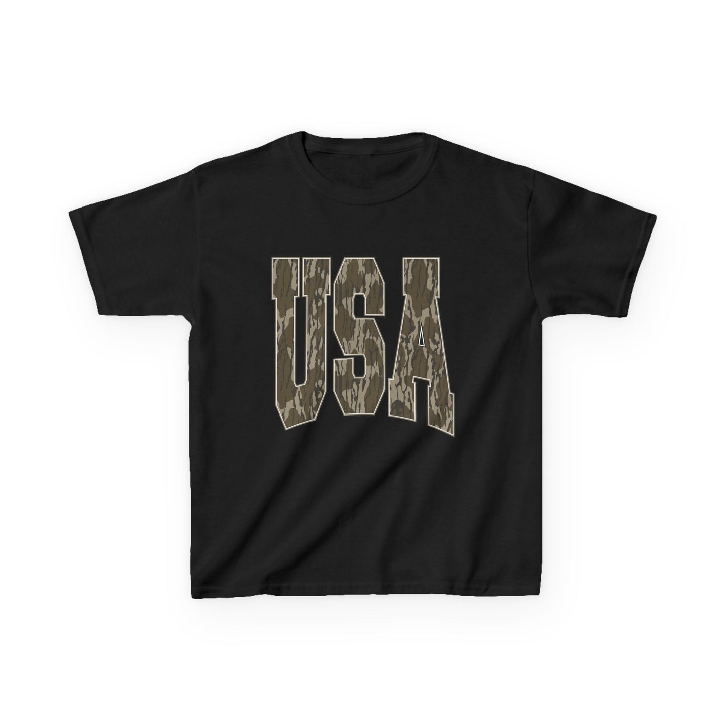 Kids Fourth of July Tee — Distressed Camo "USA" Graphic