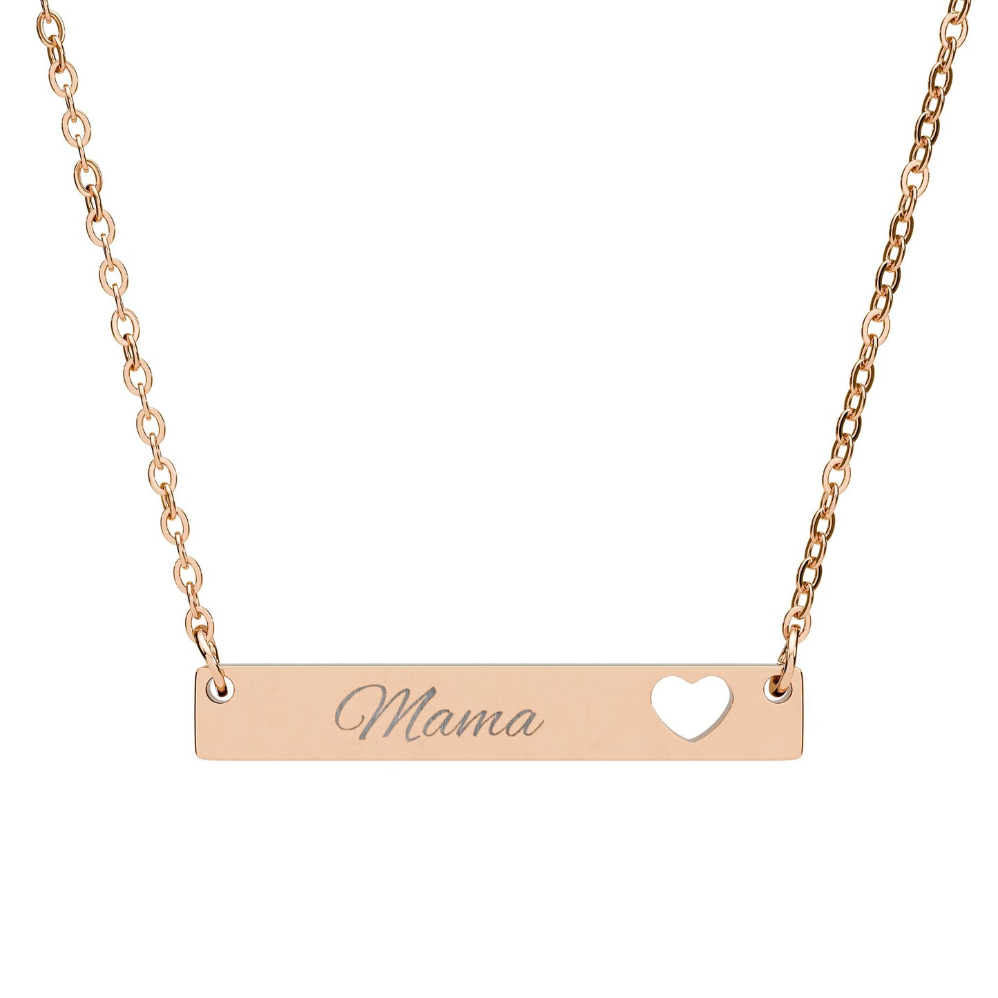 Mama Bar Necklace with Cutout Heart