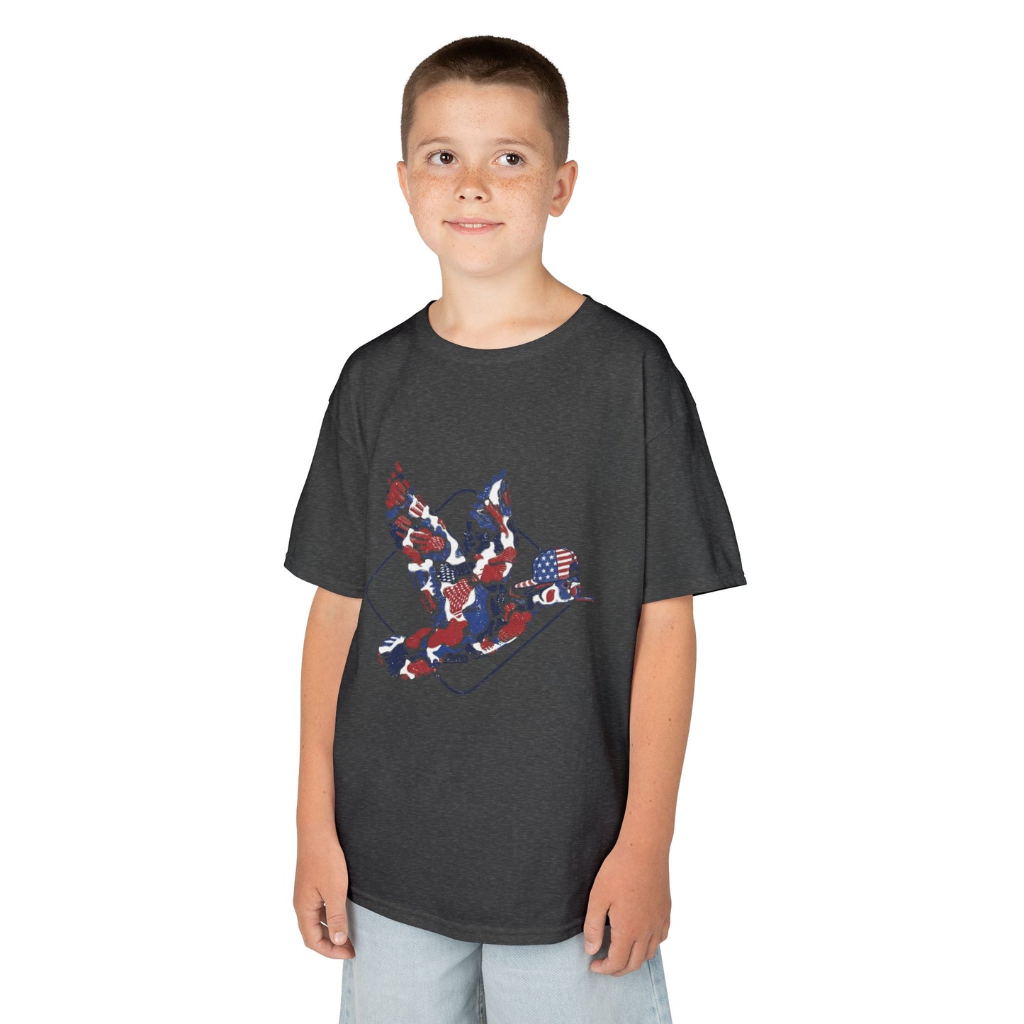 Boy Fourth of July T‑Shirt — Patriotic Bird Graphic (Red, White & Blue)