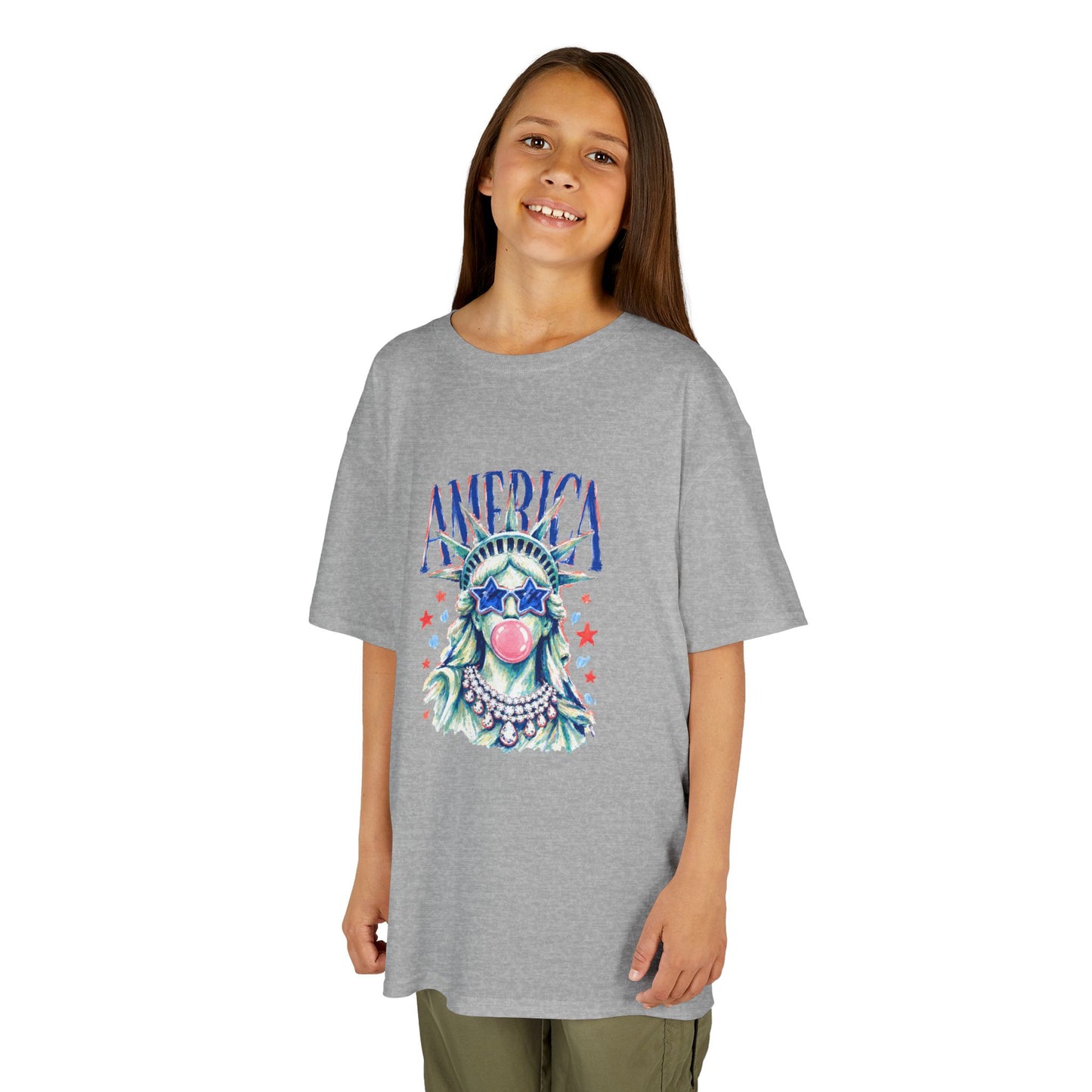 Girl Fouth of July — 'America' Statue of Liberty Bubblegum Patriotic Tee