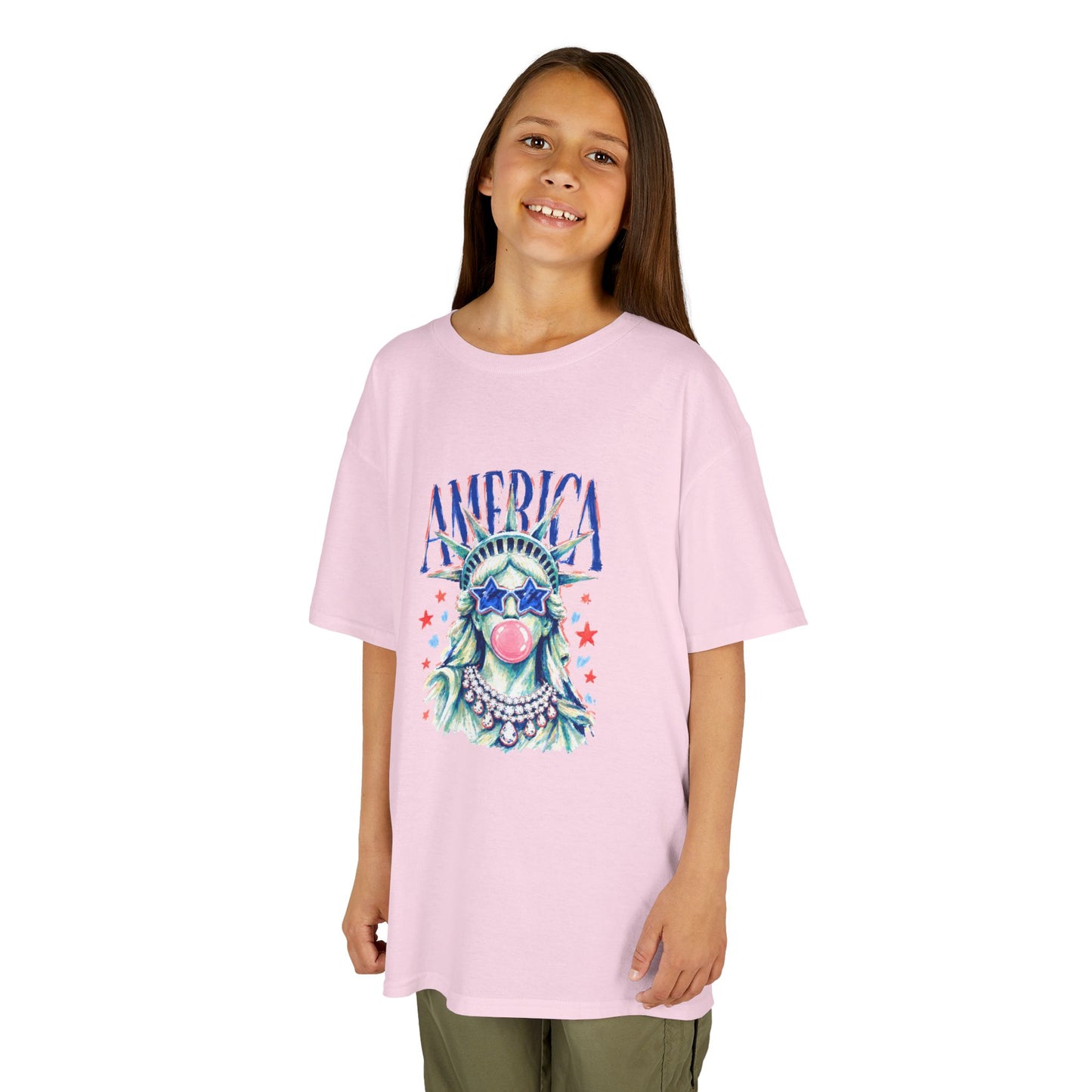 Girl Fouth of July — 'America' Statue of Liberty Bubblegum Patriotic Tee