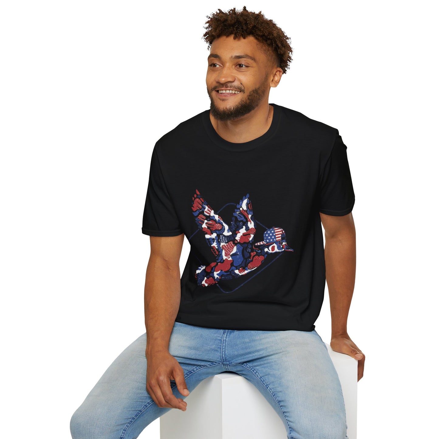 Men Patriotic Camo— American Flag Fourth of July Graphic Tee