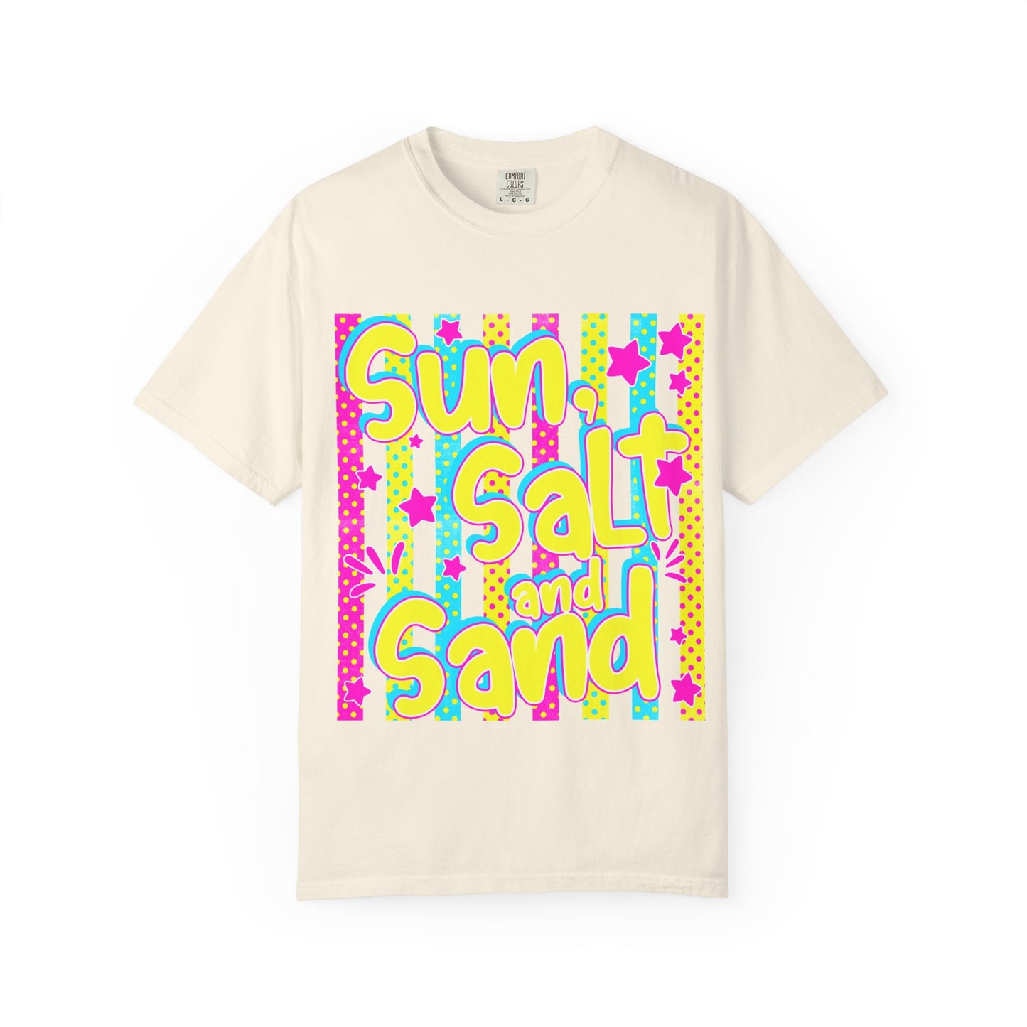 Sun, Salt and Sand Beach T-Shirt — Retro Neon Summer Tee