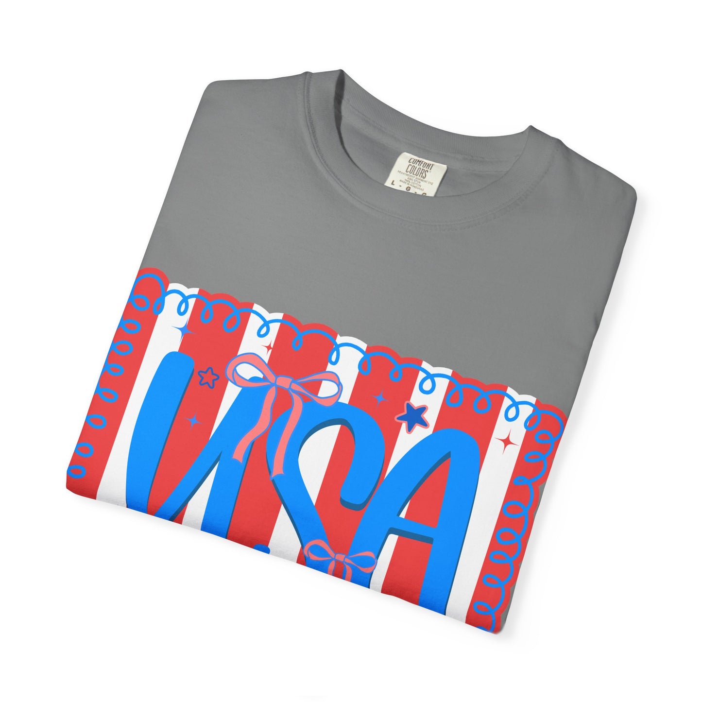 USA Patriotic T-Shirt — Red & Blue Striped Fourth of July Tee